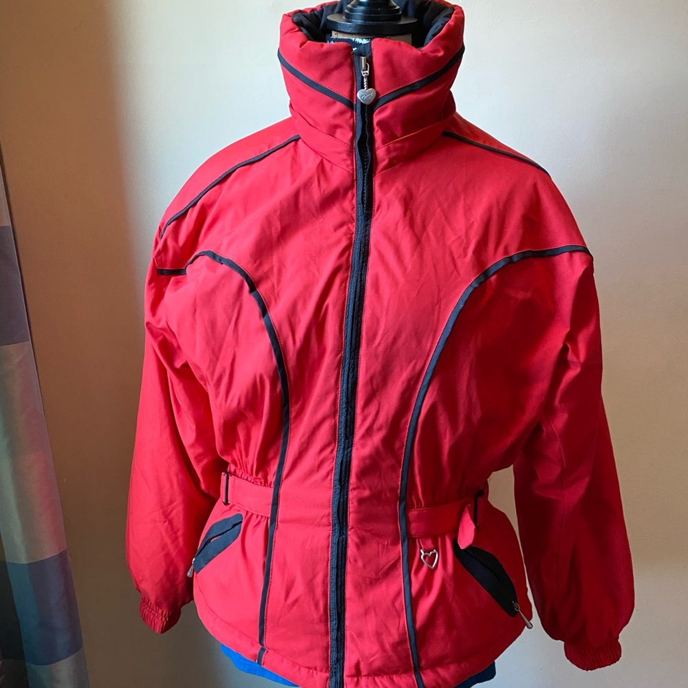 Obermeyer red and black ski coat size 10 vintage